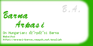 barna arpasi business card